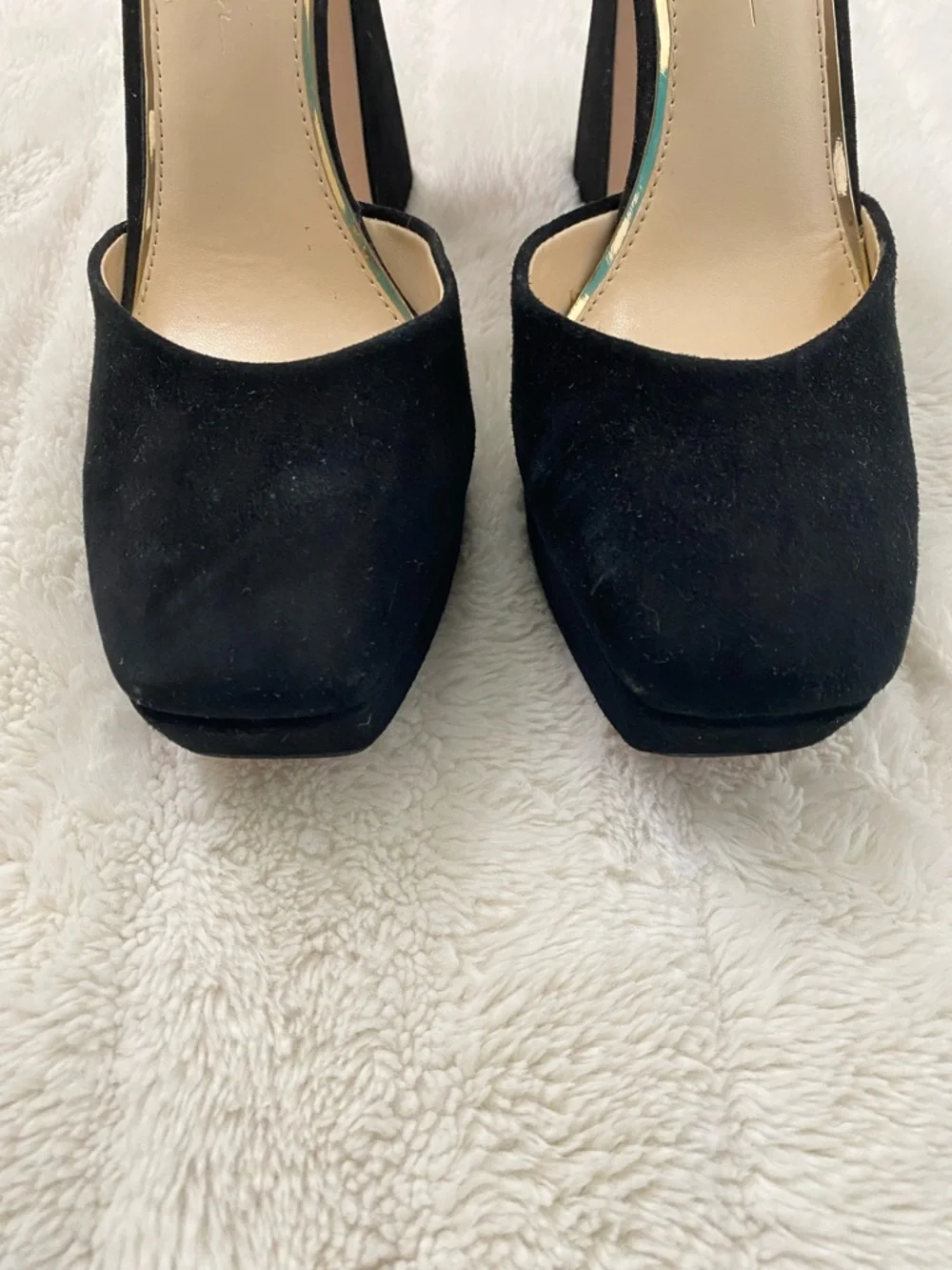 Jessica Simpson Black Suede Platform Block Heels with Ankle Strap Size 8.5